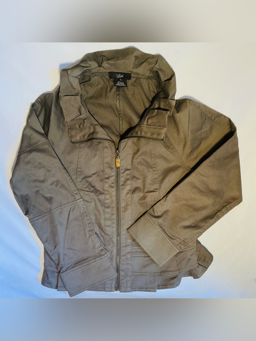Luii girls Olive Green Zip-Front Jacket Large